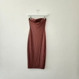 Chocolate | Bodycon Style Strapless Midi Dress